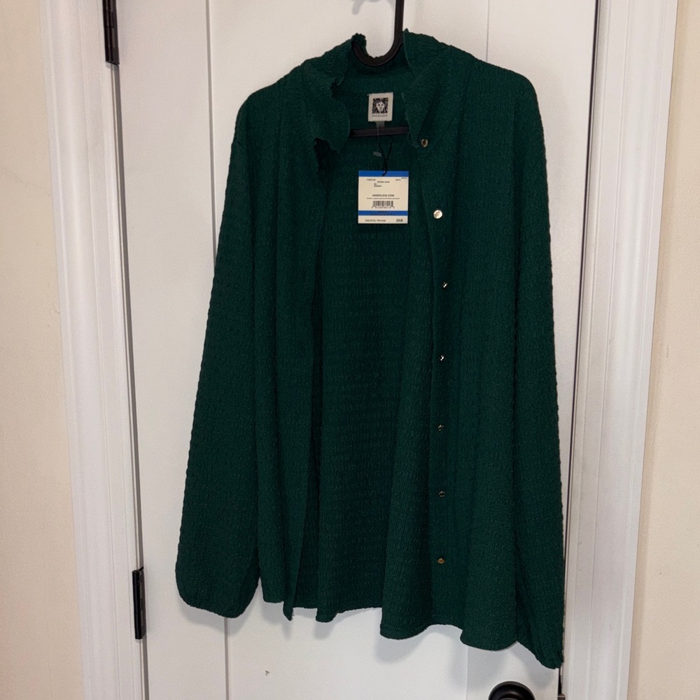 Anne Klein Teal Textured Cardigan